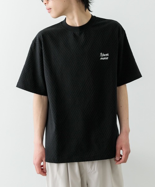ITEMS URBANRESEARCH（アイテムズ アーバンリサーチ）の「ワンポイント刺繍ヘリンボンジャカードTシャツ（Tシャツ/カットソー・メンズ・ホワイト/ベージュ/ブラック・MEDIUM/LARGE）」の21枚目の写真
