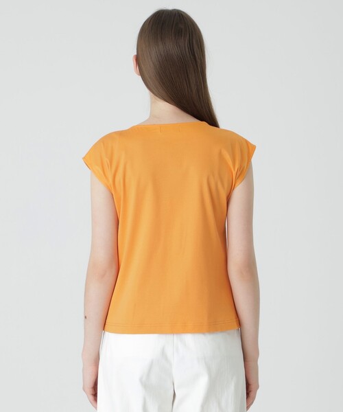 ブルーレーベル　コンパクトピマスムースチェックリボンTシャツ　M カットソー コンパクトピマスムースチェックリボンTシャツ（カットソー