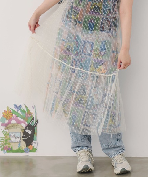 ScoLar（スカラー）の「151665：女の子・ネコ・メルヘン3柄展開 シアーキャミワンピース（ワンピース・レディース・ブラック/パープル/アイボリー・M）」の7枚目の写真