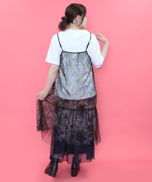 ScoLar（スカラー）の「151665：女の子・ネコ・メルヘン3柄展開 シアーキャミワンピース（ワンピース・レディース・ブラック/パープル/アイボリー・M）」の12枚目の写真