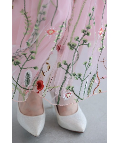 cawaii（カワイイ）の「一面に広がる花刺繍チュールミディアムスカート（スカート・レディース・アイボリー/ピンク・FREE）」の7枚目の写真