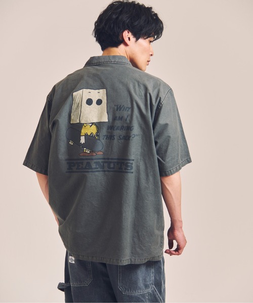 PEANUTS（ピーナッツ）の「NUTMEG＆Peanuts S/Sシャツ（シャツ/ブラウス・メンズ・ブラック/ホワイト・M/L）」の2枚目の写真