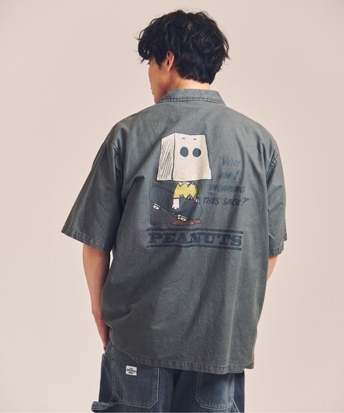 PEANUTS（ピーナッツ）の「NUTMEG＆Peanuts S/Sシャツ（シャツ/ブラウス・メンズ・ブラック/ホワイト・M/L）」の10枚目の写真