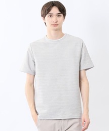 m.f.editorial | 【綿混】m.f.エディトリアル メンズ ピンタックボーダー クルーネック 半袖 Tシャツ(Tシャツ/カットソー)