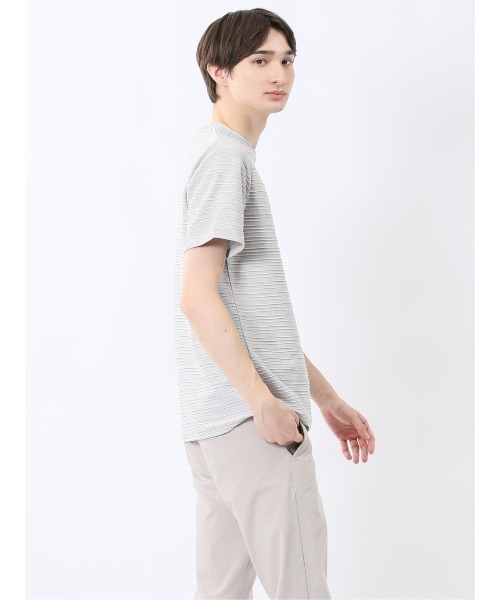 m.f.editorial(エムエフエディトリアル)の「【綿混】m.f.エディトリアル メンズ ピンタックボーダー クルーネック 半袖 Tシャツ(Tシャツ/カットソー・メンズ・ブルー/ホワイト/ライトグレー/ホワイト×ブラック・LARGE/MEDIUM/X-LARGE)」の8枚目の写真