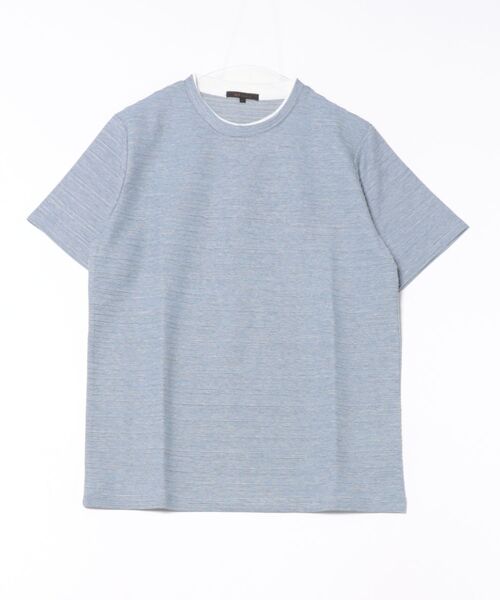 m.f.editorial(エムエフエディトリアル)の「【綿混】m.f.エディトリアル メンズ ピンタックボーダー クルーネック 半袖 Tシャツ(Tシャツ/カットソー・メンズ・ブルー/ホワイト/ライトグレー/ホワイト×ブラック・LARGE/MEDIUM/X-LARGE)」の10枚目の写真