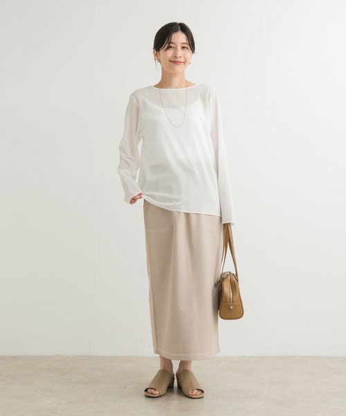 URBAN RESEARCH DOORS（アーバンリサーチドアーズ）の「コットンシアーTブラウス（シャツ/ブラウス・レディース・オフホワイト/ライトグレー・MEDIUM）」の8枚目の写真