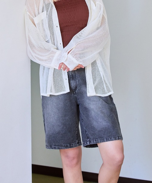 Blumarine イタリア シャンブレーに白い刺繍ハイウエストハーフパンツ セール】デニム刺繍ハーフパンツ（その他パンツ）｜GORGE
