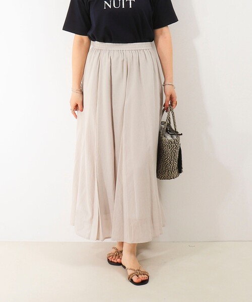 MICO COULIER（ミコクリエ）の「麻調シアーパネルフレアスカート（スカート・レディース・ブラック/キナリ/ブルー・38/36）」の2枚目の写真