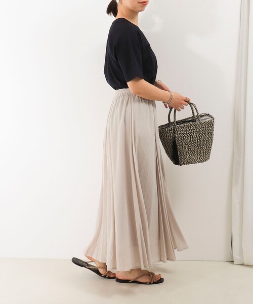MICO COULIER（ミコクリエ）の「麻調シアーパネルフレアスカート（スカート・レディース・ブラック/キナリ/ブルー・38/36）」の6枚目の写真