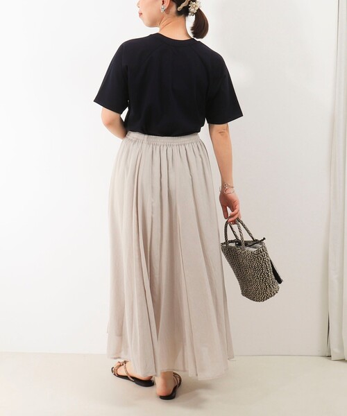 MICO COULIER（ミコクリエ）の「麻調シアーパネルフレアスカート（スカート・レディース・ブラック/キナリ/ブルー・38/36）」の7枚目の写真
