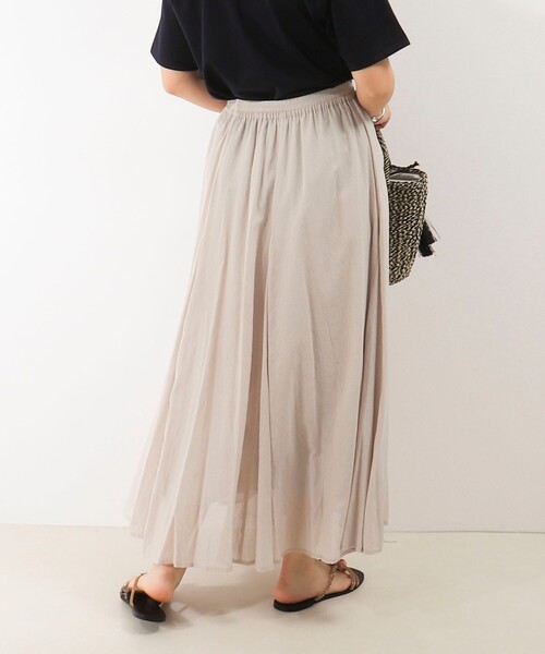 MICO COULIER（ミコクリエ）の「麻調シアーパネルフレアスカート（スカート・レディース・ブラック/キナリ/ブルー・38/36）」の8枚目の写真