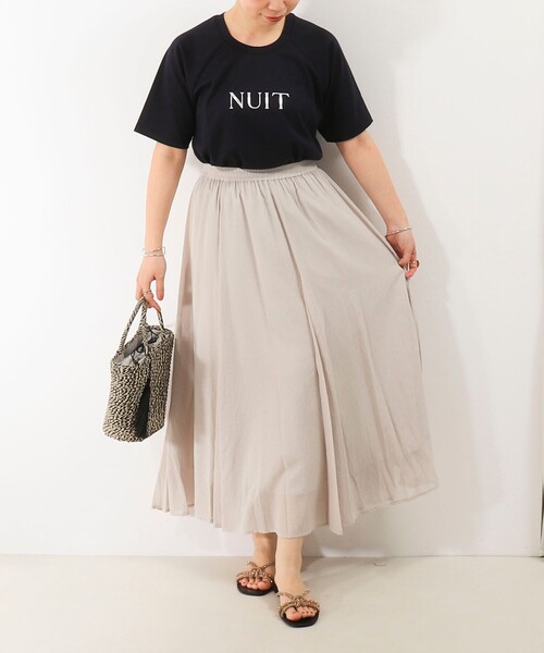 MICO COULIER（ミコクリエ）の「麻調シアーパネルフレアスカート（スカート・レディース・ブラック/キナリ/ブルー・38/36）」の9枚目の写真