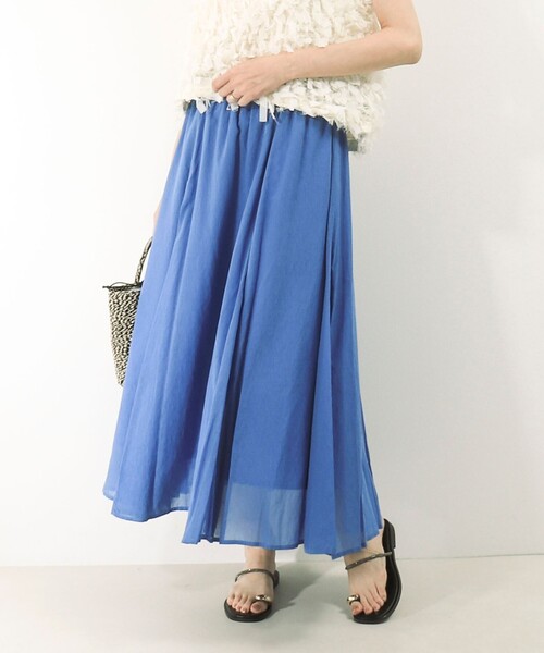 MICO COULIER（ミコクリエ）の「麻調シアーパネルフレアスカート（スカート・レディース・ブラック/キナリ/ブルー・38/36）」の11枚目の写真