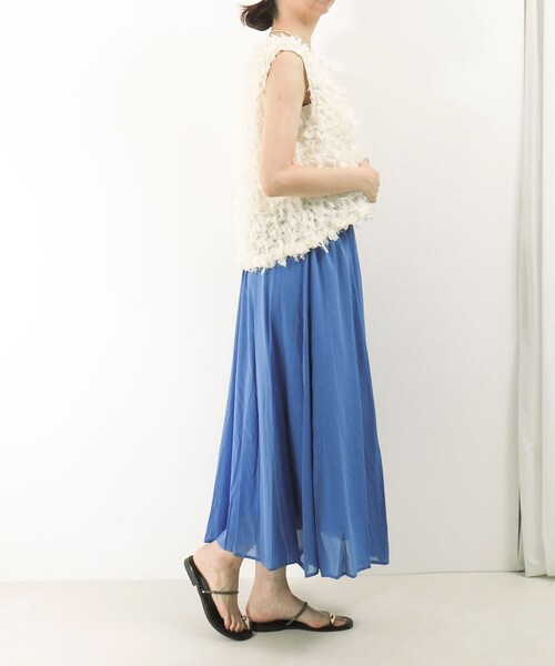 MICO COULIER（ミコクリエ）の「麻調シアーパネルフレアスカート（スカート・レディース・ブラック/キナリ/ブルー・38/36）」の12枚目の写真