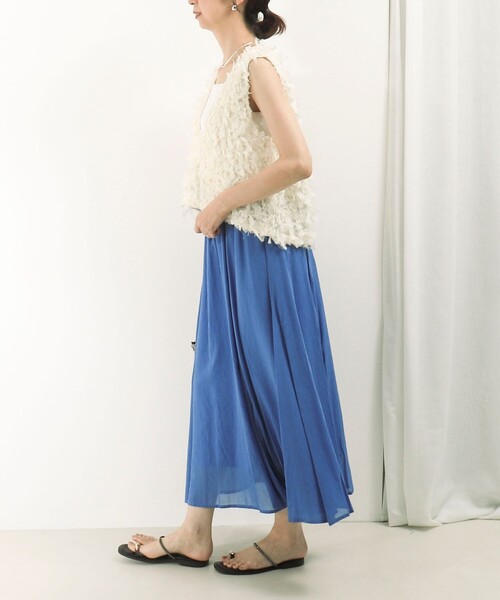 MICO COULIER（ミコクリエ）の「麻調シアーパネルフレアスカート（スカート・レディース・ブラック/キナリ/ブルー・38/36）」の14枚目の写真