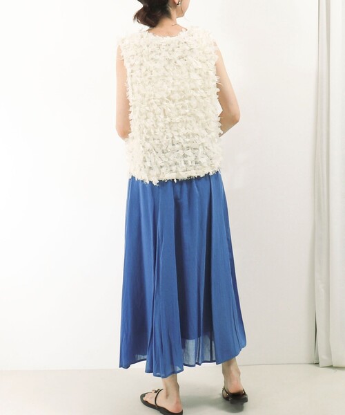 MICO COULIER（ミコクリエ）の「麻調シアーパネルフレアスカート（スカート・レディース・ブラック/キナリ/ブルー・38/36）」の15枚目の写真