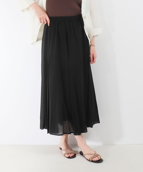 MICO COULIER（ミコクリエ）の「麻調シアーパネルフレアスカート（スカート・レディース・ブラック/キナリ/ブルー・38/36）」の19枚目の写真
