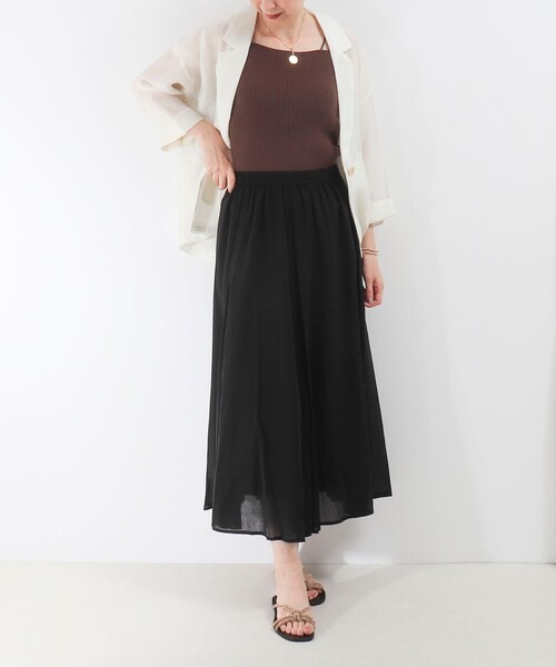 MICO COULIER（ミコクリエ）の「麻調シアーパネルフレアスカート（スカート・レディース・ブラック/キナリ/ブルー・38/36）」の20枚目の写真