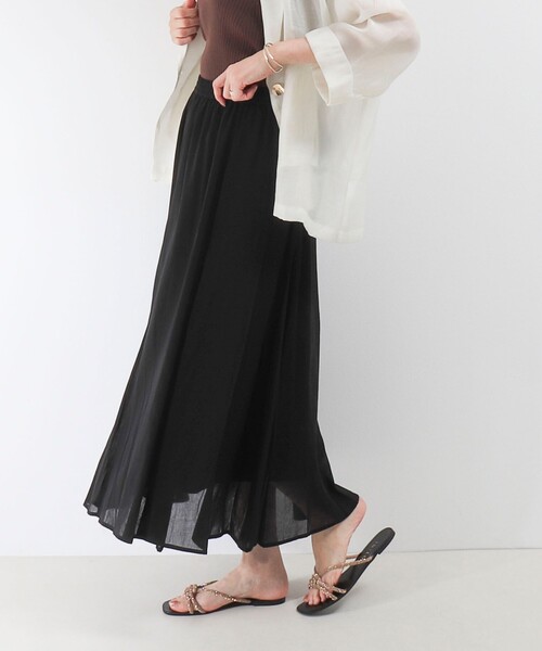 MICO COULIER（ミコクリエ）の「麻調シアーパネルフレアスカート（スカート・レディース・ブラック/キナリ/ブルー・38/36）」の22枚目の写真