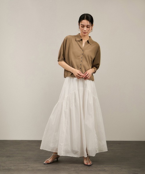 SALON adam et rope'（サロン アダム エ ロペ）の「【WEB限定】ドライタッチスキッパーニットカーディガン［洗える］（カーディガン/ボレロ・レディース・ライトグレー/ブラウン/ネイビー・FREE）」の14枚目の写真