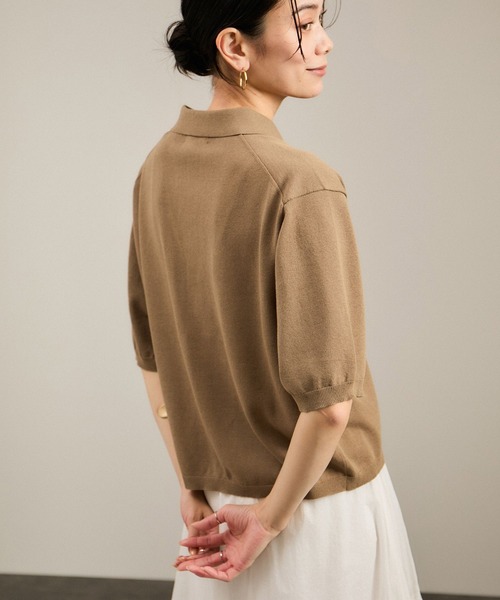 SALON adam et rope'（サロン アダム エ ロペ）の「【WEB限定】ドライタッチスキッパーニットカーディガン［洗える］（カーディガン/ボレロ・レディース・ライトグレー/ブラウン/ネイビー・FREE）」の6枚目の写真