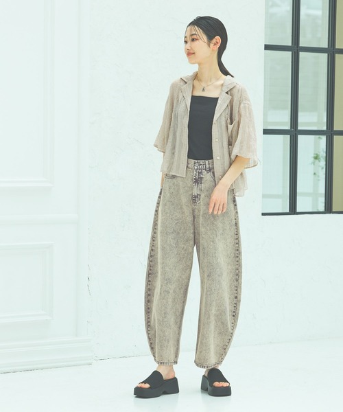 LAKOLE（ラコレ）の「シアーチェック開襟シャツ / 493896（シャツ/ブラウス・レディース・チャコールグレー/ベージュ/グリーン・FREE）」の13枚目の写真