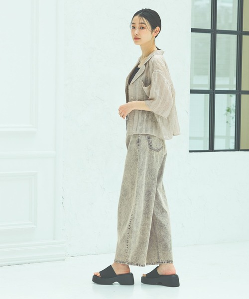 LAKOLE（ラコレ）の「シアーチェック開襟シャツ / 493896（シャツ/ブラウス・レディース・チャコールグレー/ベージュ/グリーン・FREE）」の12枚目の写真