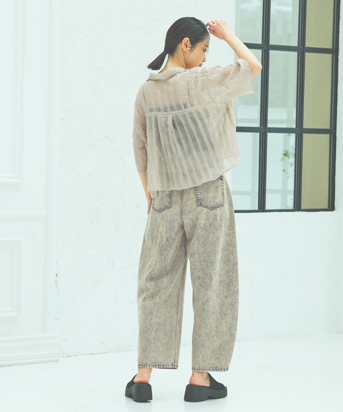 LAKOLE（ラコレ）の「シアーチェック開襟シャツ / 493896（シャツ/ブラウス・レディース・チャコールグレー/ベージュ/グリーン・FREE）」の11枚目の写真