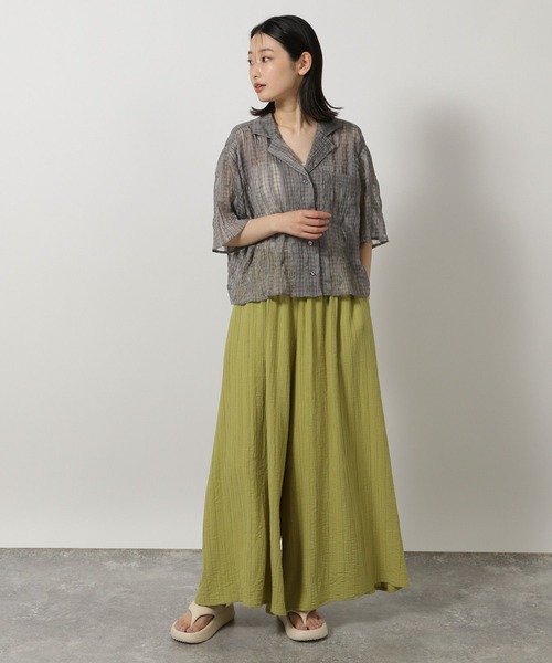 LAKOLE（ラコレ）の「シアーチェック開襟シャツ / 493896（シャツ/ブラウス・レディース・チャコールグレー/ベージュ/グリーン・FREE）」の5枚目の写真