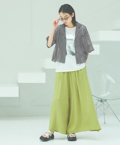 LAKOLE（ラコレ）の「シアーチェック開襟シャツ / 493896（シャツ/ブラウス・レディース・チャコールグレー/ベージュ/グリーン・FREE）」の22枚目の写真