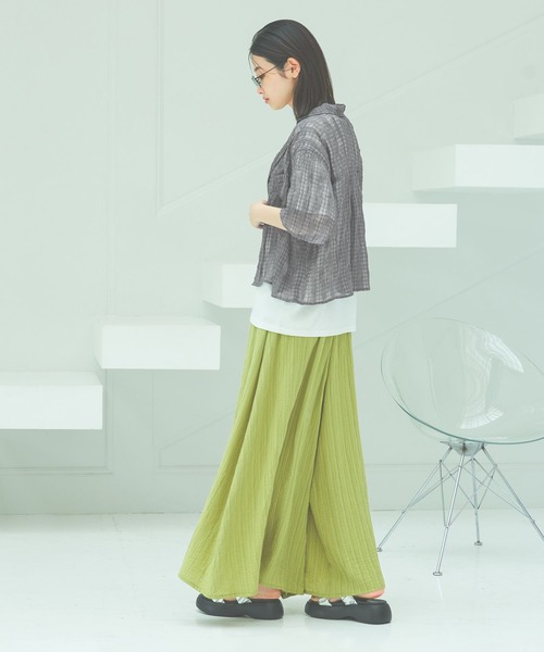 LAKOLE（ラコレ）の「シアーチェック開襟シャツ / 493896（シャツ/ブラウス・レディース・チャコールグレー/ベージュ/グリーン・FREE）」の21枚目の写真