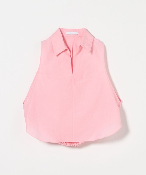 ASTRAET＞バックギャザー スキッパー ノースリーブブラウス
