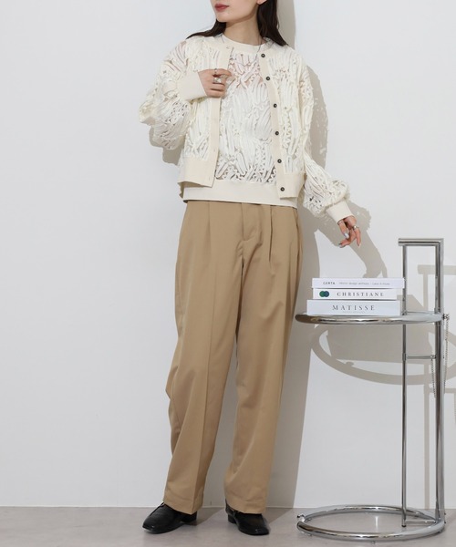 tシャツ BRODIAEA 「アンサンブル対応」立体レースシアーノースリーブトップス レディース tシャツ BRODIAEA 「アンサンブル対応」立体レースシアー
