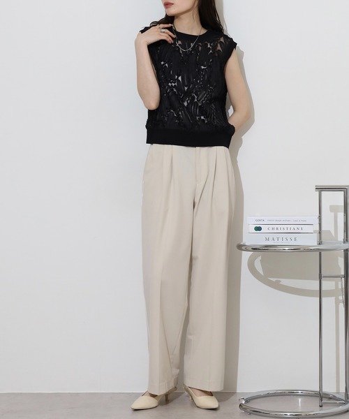 tシャツ BRODIAEA 「アンサンブル対応」立体レースシアーノースリーブトップス レディース tシャツ BRODIAEA 「アンサンブル対応」立体レースシアー