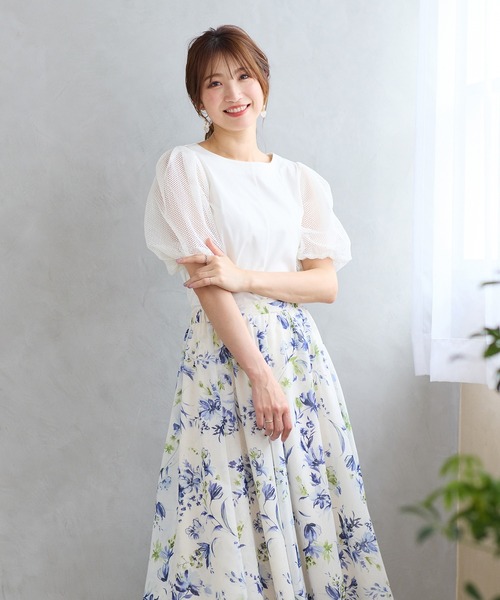 Rose Tiara（ローズティアラ）の「【接触冷感/手洗い可】ボリューム袖カットソー（Tシャツ/カットソー・レディース・ブラック/オフホワイト/ブルー・38/42/46/40）」の6枚目の写真