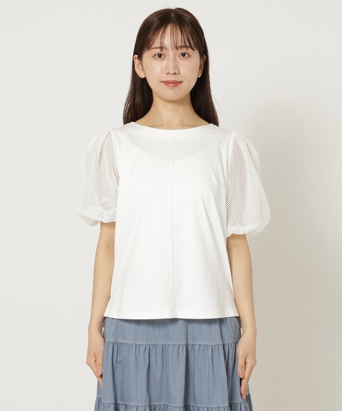 Rose Tiara（ローズティアラ）の「【接触冷感/手洗い可】ボリューム袖カットソー（Tシャツ/カットソー・レディース・ブラック/オフホワイト/ブルー・38/42/46/40）」の18枚目の写真