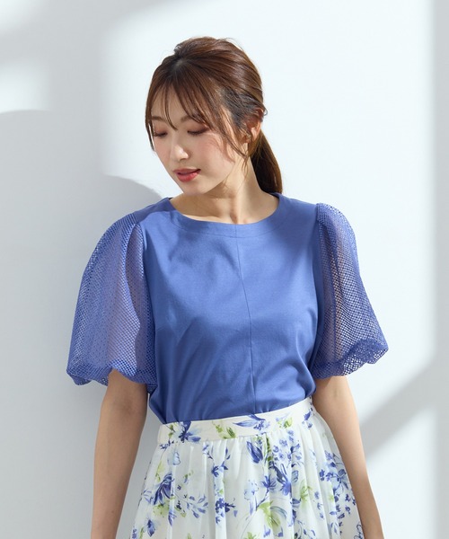 Rose Tiara（ローズティアラ）の「【接触冷感/手洗い可】ボリューム袖カットソー（Tシャツ/カットソー・レディース・ブラック/オフホワイト/ブルー・38/42/46/40）」の17枚目の写真
