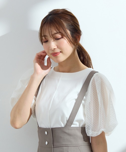 Rose Tiara（ローズティアラ）の「【接触冷感/手洗い可】ボリューム袖カットソー（Tシャツ/カットソー・レディース・ブラック/オフホワイト/ブルー・38/42/46/40）」の9枚目の写真
