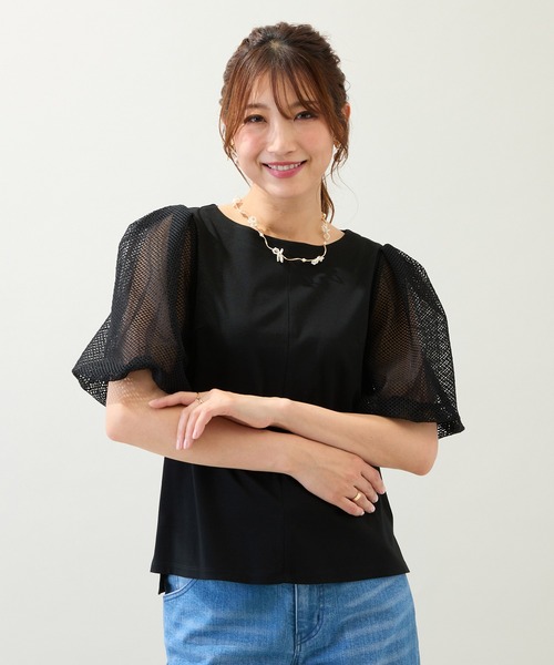 Rose Tiara（ローズティアラ）の「【接触冷感/手洗い可】ボリューム袖カットソー（Tシャツ/カットソー・レディース・ブラック/オフホワイト/ブルー・38/42/46/40）」の13枚目の写真