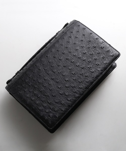 【新品未使用】オーストリッチ セカンドバッグ クラッチバッグ ビジネス ブラック クラッチバッグ オーストリッチ型押しレザーセカンドバッグ メンズ