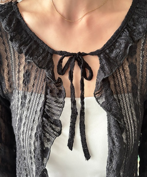 Amulet（アミュレット）の「大人の透け感でこなれ感。ショートレースカーディガン（カーディガン/ボレロ・レディース・ブラック/ホワイト/アイボリー・FREE）」の12枚目の写真