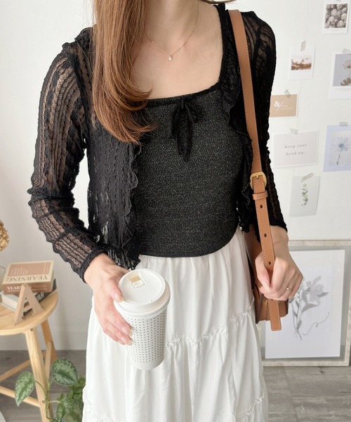 Amulet（アミュレット）の「大人の透け感でこなれ感。ショートレースカーディガン（カーディガン/ボレロ・レディース・ブラック/ホワイト/アイボリー・FREE）」の17枚目の写真