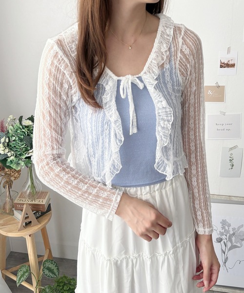Amulet（アミュレット）の「大人の透け感でこなれ感。ショートレースカーディガン（カーディガン/ボレロ・レディース・ブラック/ホワイト/アイボリー・FREE）」の22枚目の写真