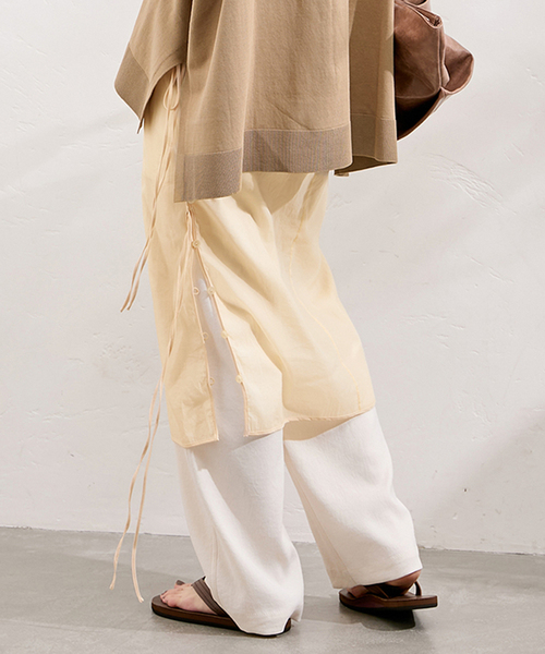 美品★LOW CLASSIC ロウクラシック ロングスカート セール】【LOW CLASSIC/ロウ クラシック】SEE-THROUGH BUTTON