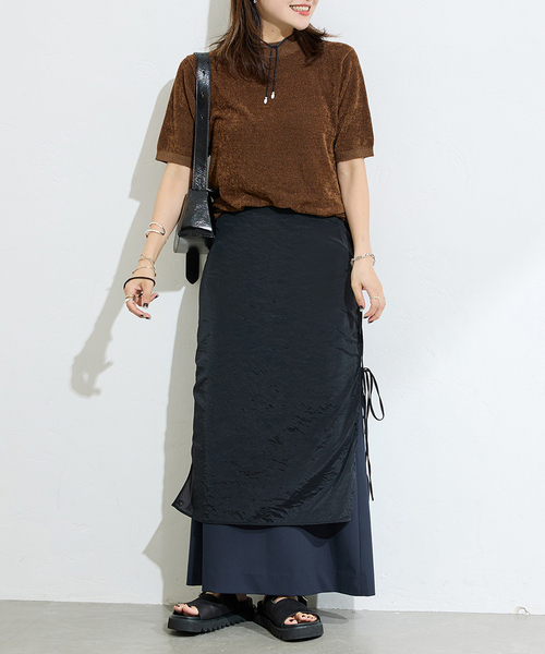 LOW CLASSIC(ロウ クラシック)の「【LOW CLASSIC/ロウ クラシック】SEE-THROUGH BUTTON LOOP SKIR(スカート・レディース・ブラック/ベージュ/ピンク・MEDIUM)」の7枚目の写真