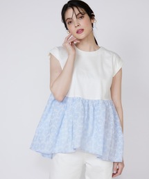 Maglie le cassetto | 刺繍レースドッキングカットソー(Tシャツ/カットソー)