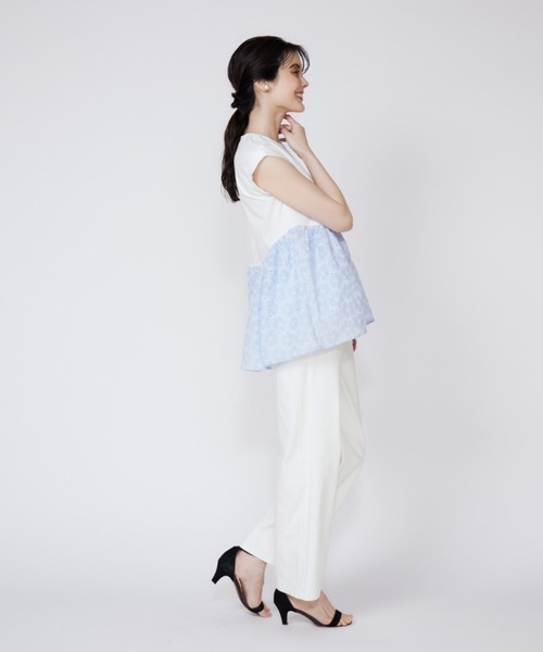 Maglie le cassetto(マーリエ ル カセット)の「刺繍レースドッキングカットソー(Tシャツ/カットソー・レディース・ホワイト/ブルー/ホワイト系その他/ブルー系その他・7号/9号)」の11枚目の写真