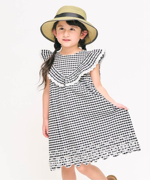 apres les cours（アプレレクール）の「【ジュニア対応】ヨークフリルレースワンピース（ワンピース・キッズ・ピンク/ラベンダー/チェック・80/90/120/140/100/110/130）」の3枚目の写真