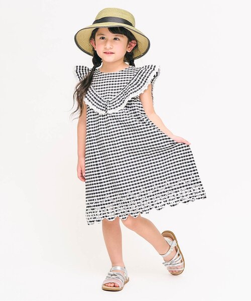 apres les cours（アプレレクール）の「【ジュニア対応】ヨークフリルレースワンピース（ワンピース・キッズ・ピンク/ラベンダー/チェック・80/90/120/140/100/110/130）」の4枚目の写真